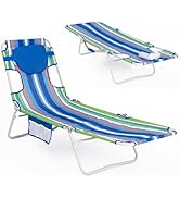 #WEJOY Folding Tanning Chair with Face Hole, 5 Positions Face Down Beach Lounge Chairs with Pillo...