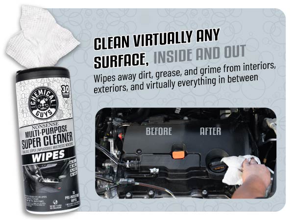 Chemical Guys Interior Cleaning Wipes - Safe for Fabric, Leather, Plastic, and Rubber Car Surfaces