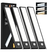 WowGlad 4Pack Under Cabinet Lighting Rechargeable -10" Ultra-Thin Black 3 Color Temps Super Brigh...