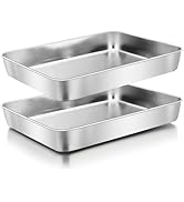 Herogo Rectangle Cake Pan Set of 2, 12? x 9¾ x 2 Inch Stainless Steel Baking Pan for Oven, Lasagn...