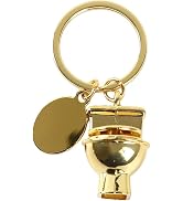 1Pc Golden Personality Creative Mini Toilet Shape Metal Keychain Simulation Toilet Car Key Pendan...