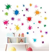 Amimagen 38pcs Colorful Paint Splatter Wall Decals - Graffiti Painting Splotches Wall Stickers - ...