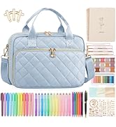 All-in-One Bible Journaling Kit – Quilted Bible Cover Case for Women, 31 Highlighters, 75 Tabs, B...