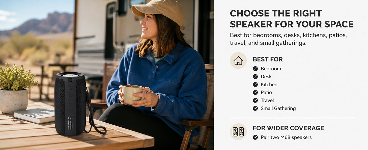 Portable Bluetooth Speaker, Bluetooth Speakers Wireless with Deep Bass