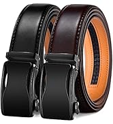 KEMISANT Mens Ratchet Belt 2 Units,Sliding Belt For Gift Mens Dress Casual 1 3/8",Size Adjustable