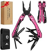 FLISSA 16-In-1 Multi-Tool Pliers, EDC Multitool, Multipurpose Tool, Pink | Gift for Men, Stainles...