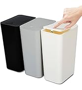 N. NETDOT 3 Pack 10L/2.6 Gal Bathroom Trash Can with Lid, Bathroom Trash Bin with Press Lid, Smal...