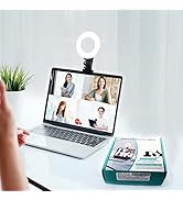 Video Conference Lighting Kit 3200k-6500K Dimmable Led Ring Lights Clip on Laptop Monitor for Rem...