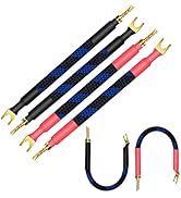 UCINNOVATE BFA Speaker Jumper Cables with Banana Plugs, 4 Pack 20cm/7.8” Z Plug to Y Plug Bi-Wire...