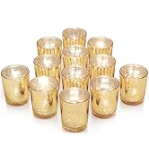 Gold Votive Candle Holders Set of 12, Speckled Gold Glass Candle Holder, Tea Lights Candle Holder...