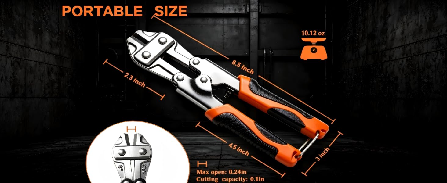 Portable size max open: 0.24in cutting capacity: 0.1in