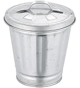 aoukoslt Silver Mini Galvanized Trash Can with Lid, Metal Buckets with Lids, Wastebasket Trash Ca...