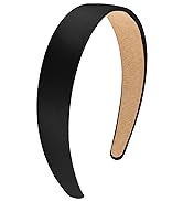 Wecoe Black Headband 1.2 Inch Wide Silk Satin Headband Women Non Slip Fashion Plain Head Band ...