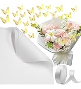 Potanro Flower Wrapping Paper Floral Wrap Matte Floral Wrapping Paper White Bouquet Wrapping Pape...