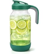 Sursip 64 oz Glass Pitcher with Pour Spout Lid, 2 Quart Mason Jar Pitcher for Fridge Airtight & L...