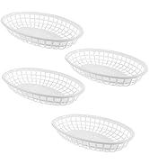 Luxshiny 4pcs Oval Fast Food Baskets, Plastic Fried Food Storage Baskets Restaurant Serving Trays...