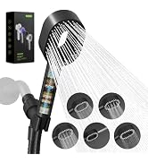 Hibbent Filtered Showerhead with handheld, High Pressure 5 Sprays Shower | Black Shower Head, Bra...