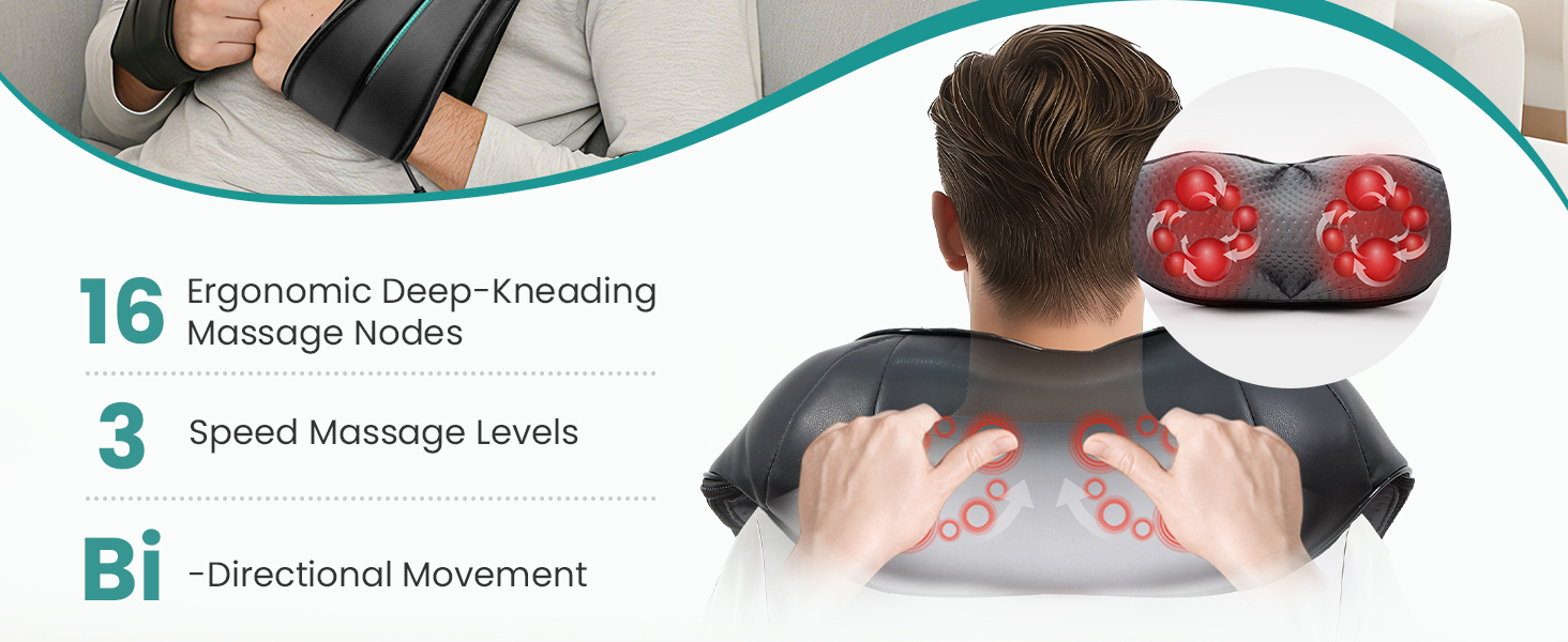 nekteck neck back massager pain relief deep tissue shoulder massage tool christmas birthday gifts