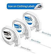 Iron on Name Tags for Clothing, Fabric Labels Compatible with Dymo Letratag Refills and Phomemo P...