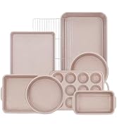 AOTASO 8 Pcs Baking Pans Set, Silicone Bakeware Sets with Metal Reinforced Frame, Nonstick Stacka...
