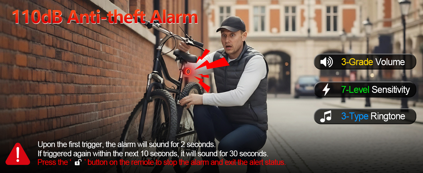 Bike Alarm with Bicycle Tail Light