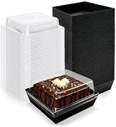 Nexboraque 100 Pack 5 Inch Paper Charcuterie Boxes with Clear Lids | Square To Go Cake Slice Cont...