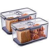 Gifhomfix 2Pcs Bread Box Bread Boxes for Kitchen Counter Airtight, Double Time Recording Bread St...
