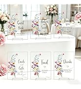 Tarklanda 6 Pcs Wildflower Thank You Acrylic Signs, 5x7 Inch Floral Baby Shower Table Sign Center...