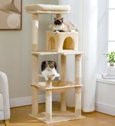 MUTTROS Cat Tree for Large Cats Adult with Metal Plush Big Hammock, 56.3