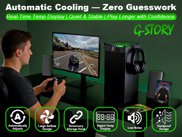 Cooling Fan for Xbox Series X with Automatic Fan Speed Adjustable by Temperature