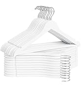 StorageWorks 20 Pack White Wooden Coat Hanger, Heavy Duty Clothes Hangers, Natural Wood Hangers f...