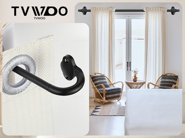 wrap around curtain rods blackout curtain rod black out matte black gold brass silver 5/8inch small