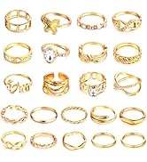 CHICUTIE Gold Knuckle Rings Set For Women Stackable Joint Finger Midi Rings Dainty Cubic Crystal ...
