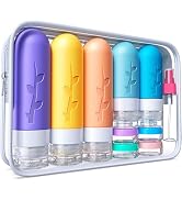 19 pack Travel Bottles for Toiletries, TSA Approved Silicone Travel Size Containers for toiletrie...
