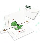 WenmthG Cute Dinosaur Greeting Card for Him Her - Fun I Love You This Much Cards Gift with Envelo...