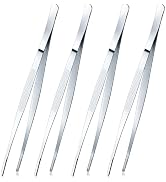 Yaomiao 4 Packs 10 Inch Bar Tweezers Silver Cocktail Tongs Long Garnish Tweezers Stainless Steel ...