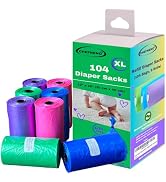 Baby Diaper Bag Disposable Refill 8 Rolls (104 Diaper Sacks) Dog Poop Waste Bags Cat Litter Clump...