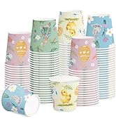 RUSPEPA Easter 5oz Paper Cups for Kids, 100 Pack Spring Disposable Cups with Bunny, Chick and Egg...