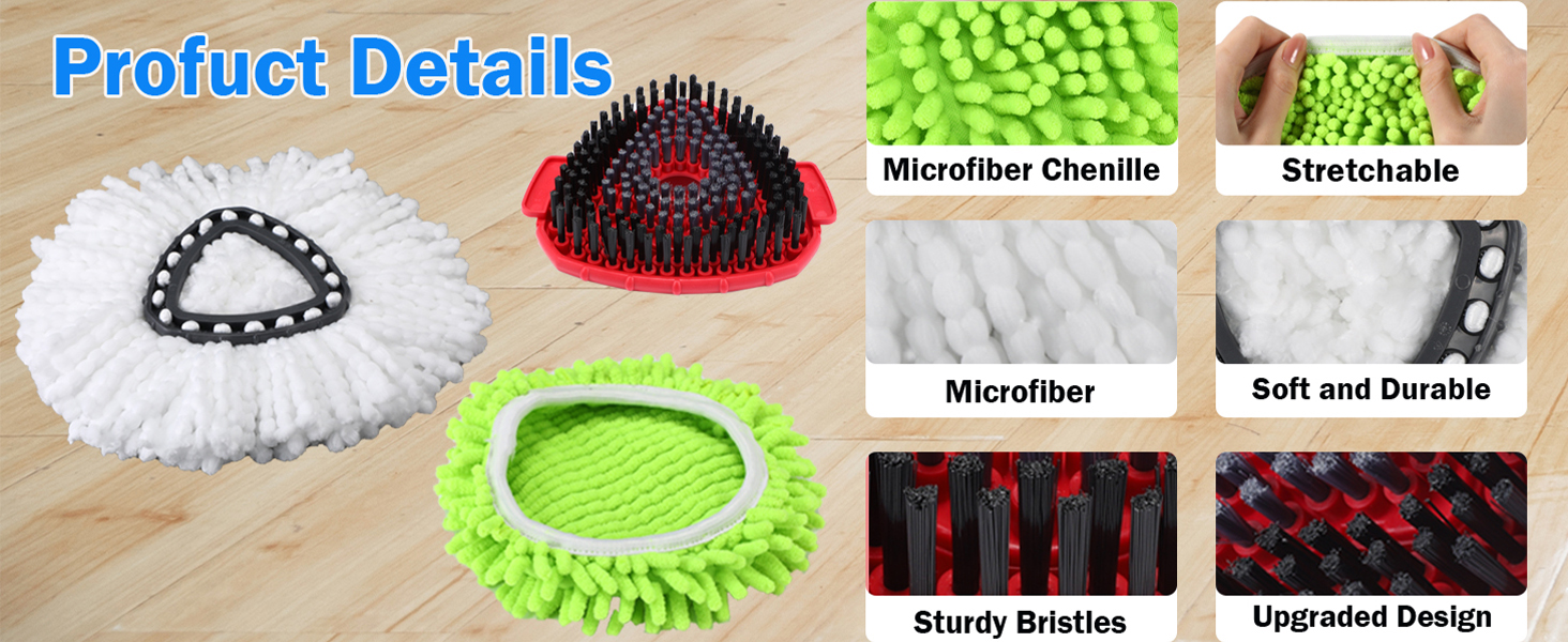 Mop Head Replacement, Spin Mop Refill Replace Head Compatible O Cedar Easywring 1-Tank System