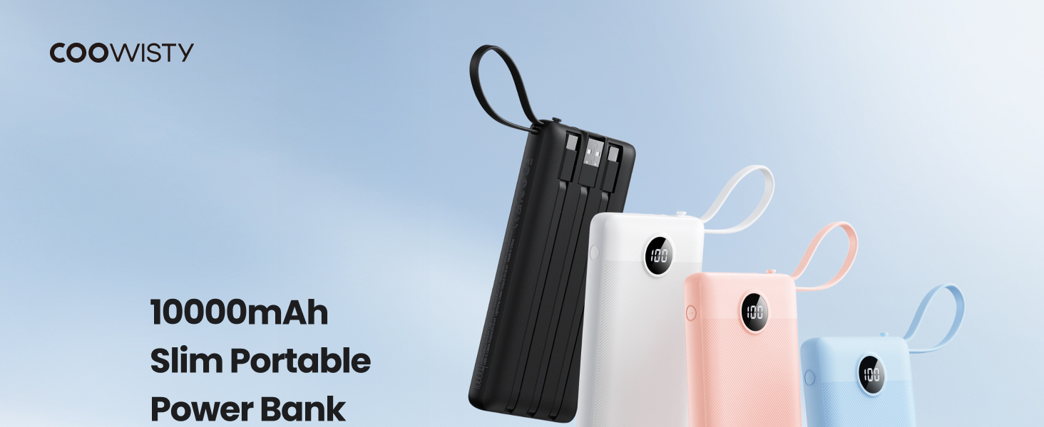 Coowisty CW1 10000mAh Slim Portable Power Bank-Black