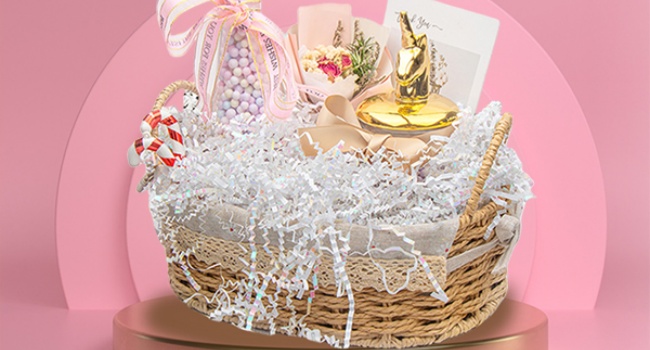 white shredded paper for gift baskets