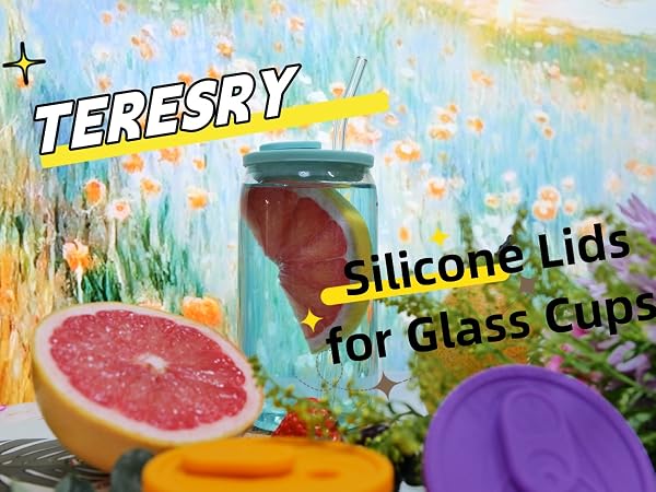 TERESRY 4 Pack Silicone Lids for Glass Cups