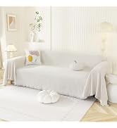 Royhom Couch Cover Chenille Sofa Cover for 2 Cushion Couch Reversible Sofa Slipcover with Tassel ...