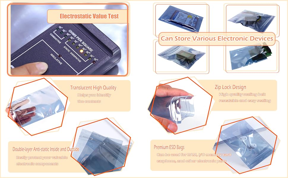 Anti Static Bags Resealable ESD Shielding Bags