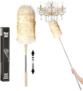Cedenoo Lambswool Duster, Extendable Long Handle 55 Inch, Flexible, Washable Reusable Natural Dus...