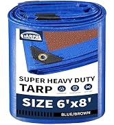 TARPAL 6x8ft Waterproof Small Tarp 16Mil Heavy Duty tarp with Metal Grommets Every 17.7" Multipur...