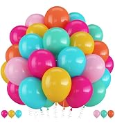 Mexican Fiesta Balloon, 60 Pack 12 Inch Rainbow Colors Balloon for Hawaii Tropical Luau Birthday ...