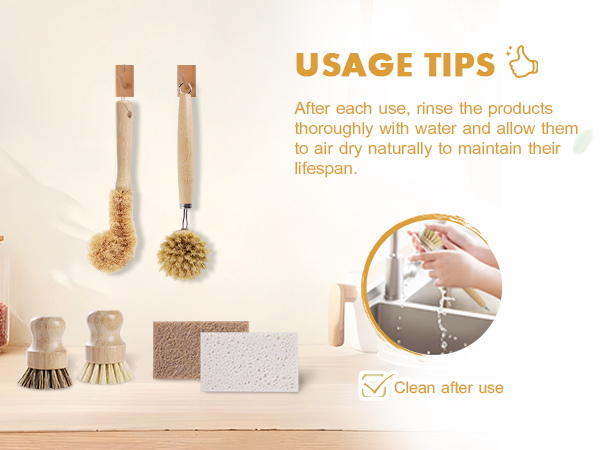 Bamboo dish brush set