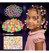 FunisFun Silicone Hair Beads Glow in The Dark 150Pcs Soft Pony Beads for Braids Cute Hair Accesso...