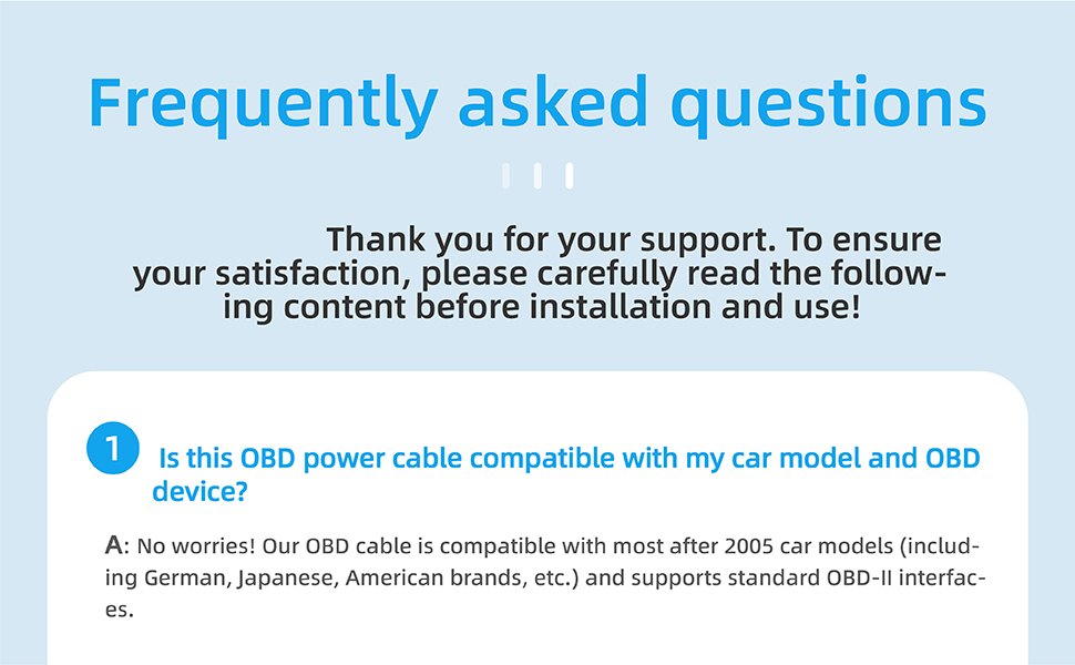 OBD2 to USB c power cable for dash cam
